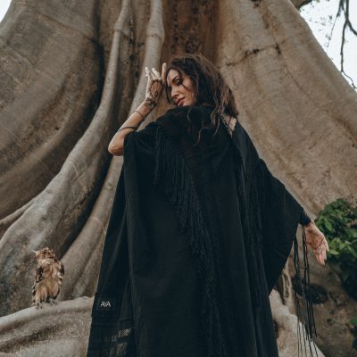 Bohemian Black Long Poncho Maternity Robe Ceremony Cover