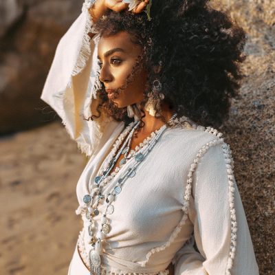 Off White Bell Sleeve Top Bridal Goddess Robe