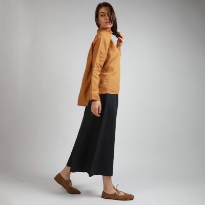 Drop Crotch Linen Palazzo Pants: Wide Leg Cropped