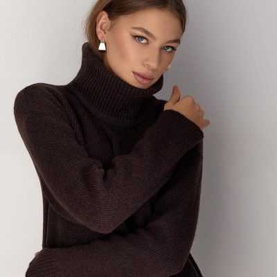 Alpaca Turtleneck Sweater Warm Mohair Wool Knit Pullover